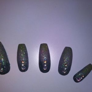 Reusable Acrylic Glitter Ombre Press On Nails